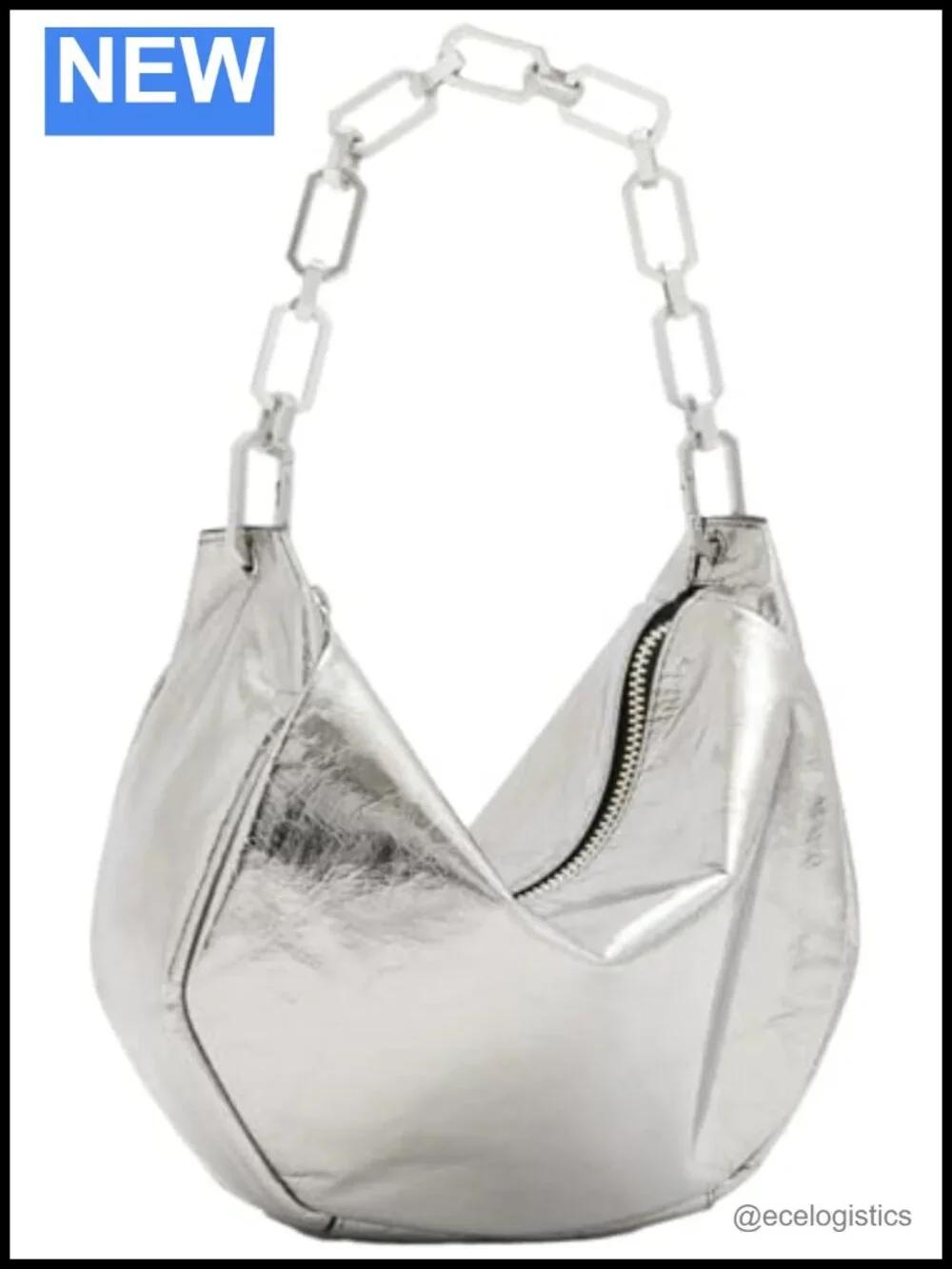 Mini Leather Hobo Bag with Chain Strap Crossbody